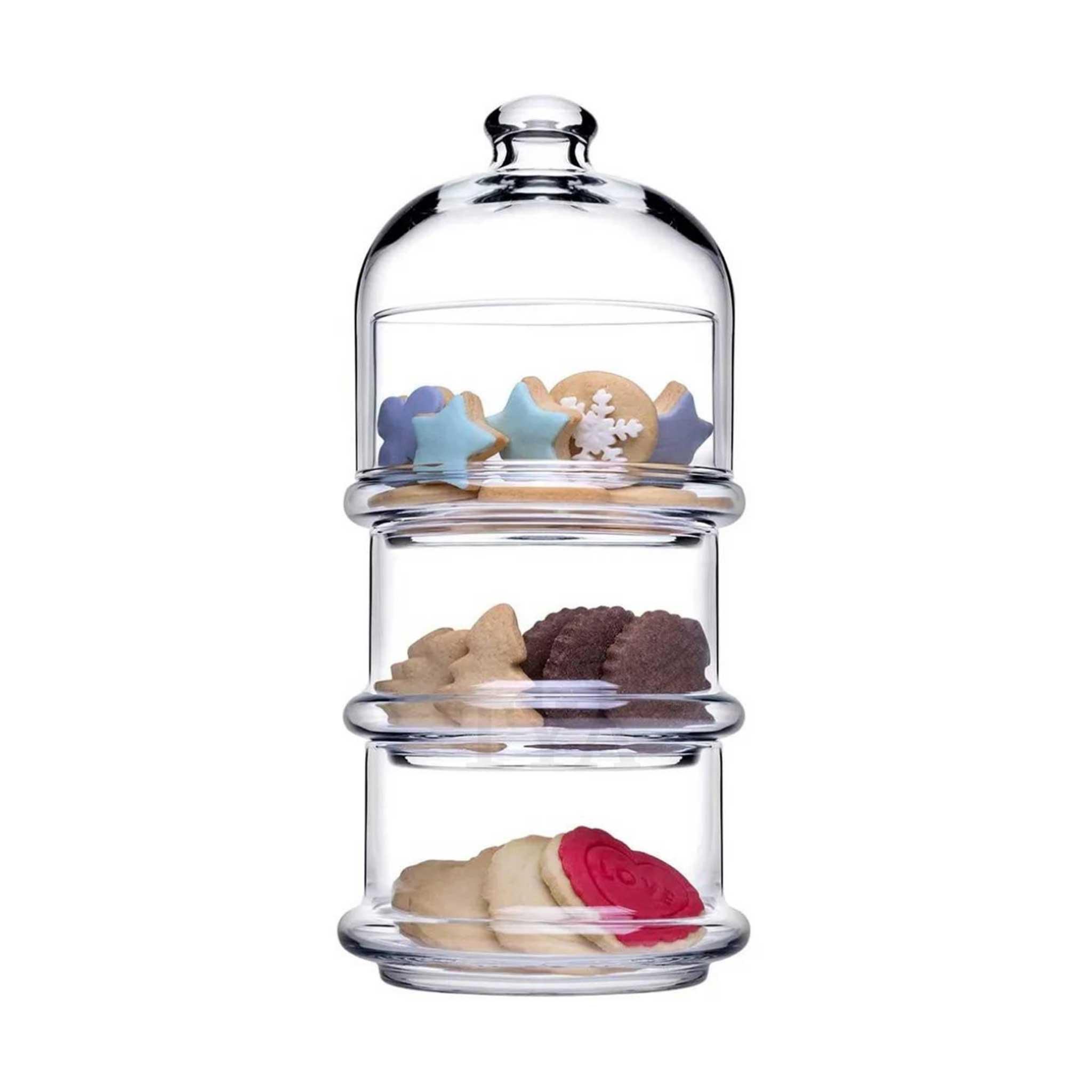 HELDENA Servierschalen mit Haube 390 ml – 3er Set aus Glas