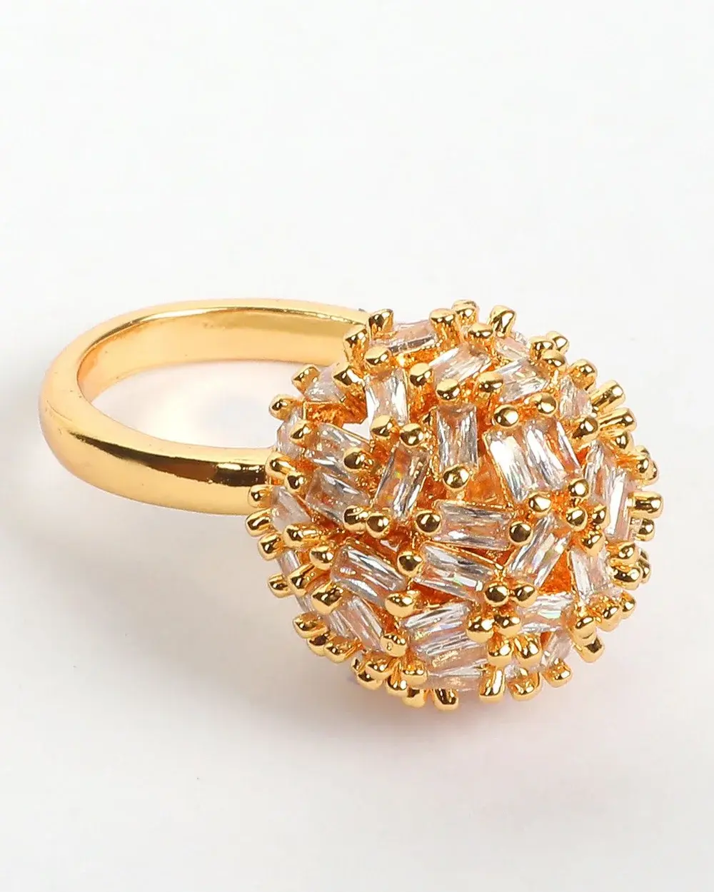 Goldfarbener Statement-Ring mit Kristallblüte – Hingulîsk