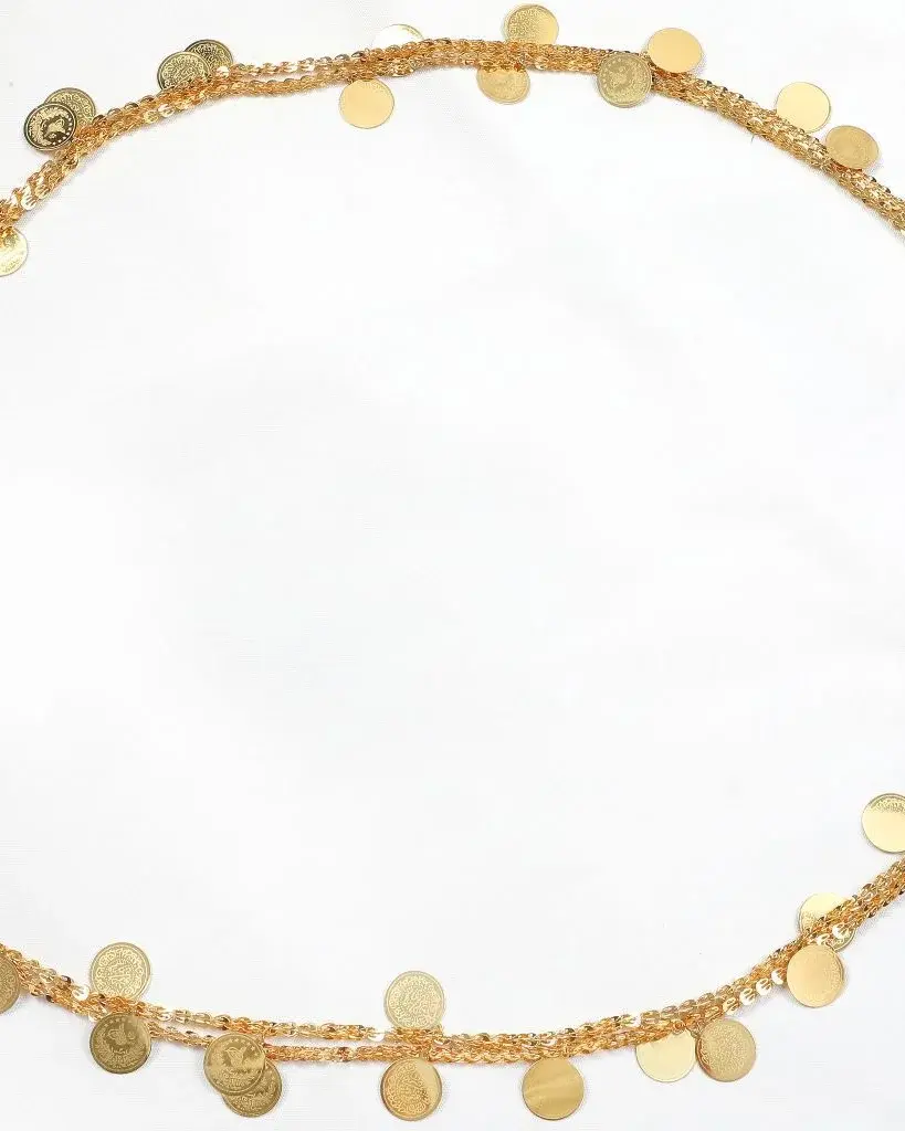Goldfarbene Zierkette mit Münzanhängern für Weste oder Hals – 04037