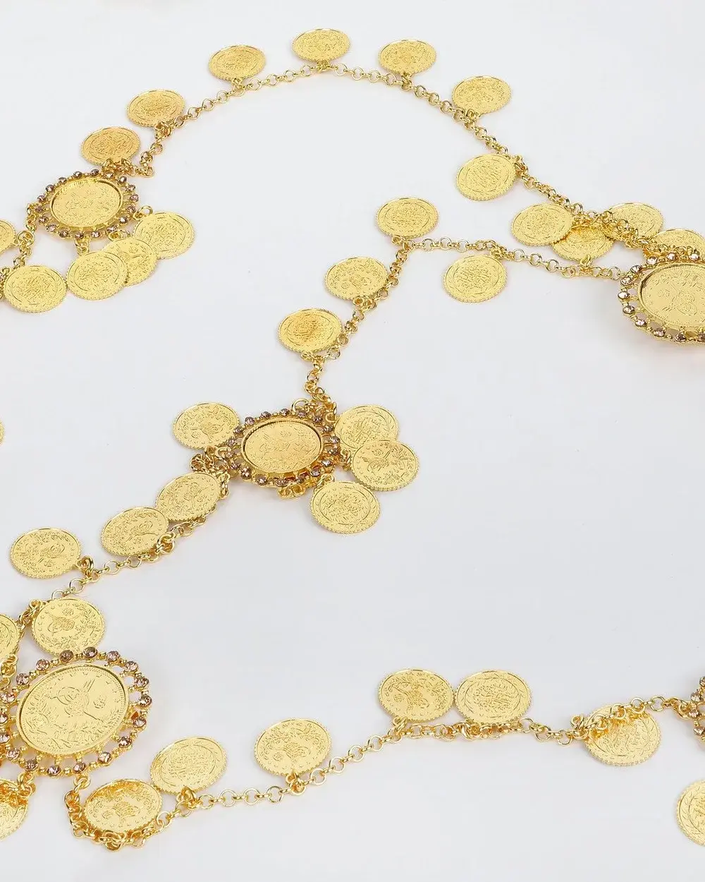 Goldfarbene Lira-Kleiderkette mit Münzen zum Befestigen an der Brust – 04028