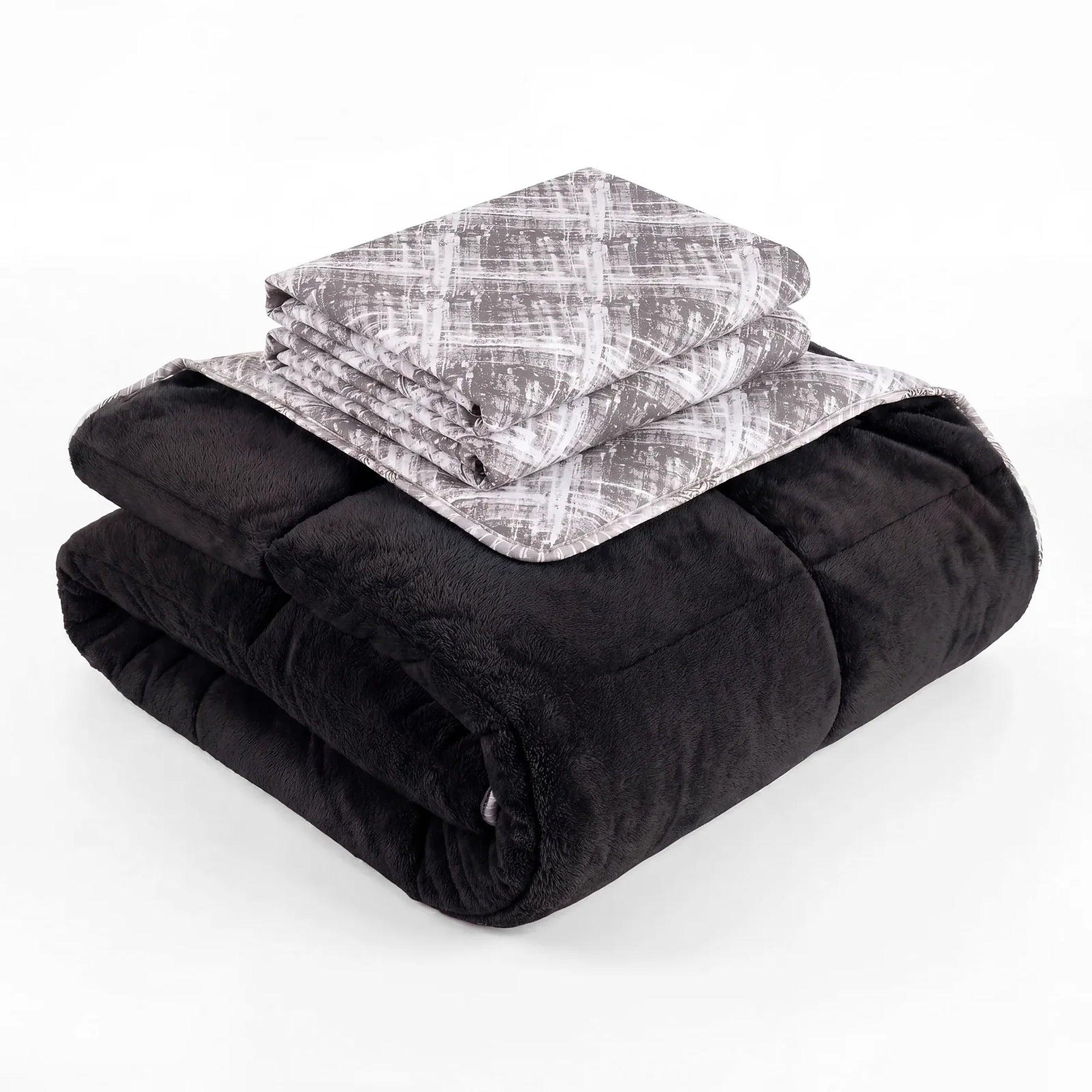 HELDENA Wellsoft Bettdecken-Set 220 × 240 cm – Schwarz, mit Kissenbezügen