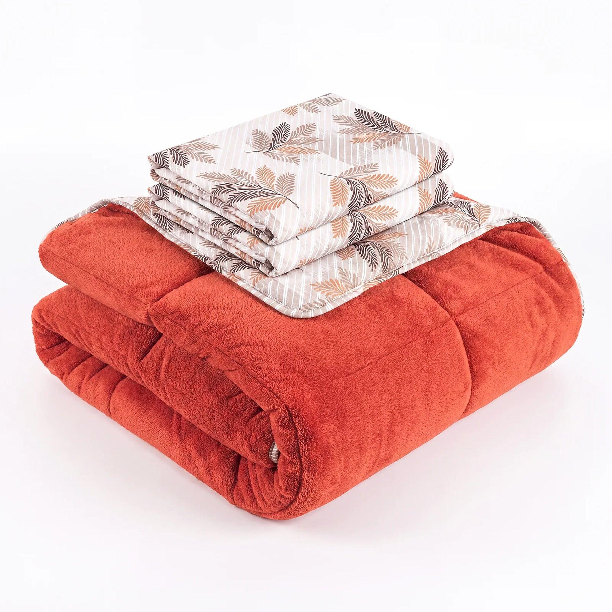 HELDENA Wellsoft Bettdecken-Set 155 × 220 cm – Orange, mit Kissenbezügen