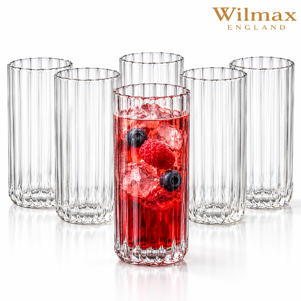 Wilmax Wasserglas 350 ml – 6er-Set, Borosilikatglas