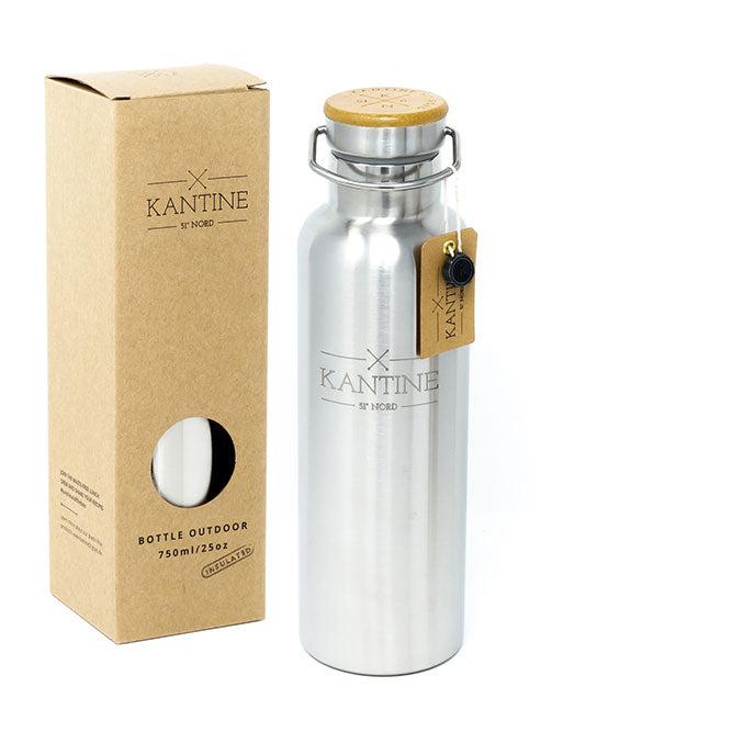 HELDENA Isolierflasche Outdoor 750 ml – Edelstahl mit Bambusdeckel