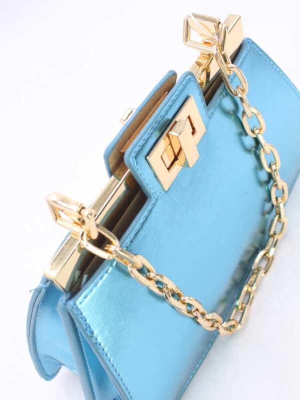 Handtasche - petit sac à bandoulière bleu métallisé brillant – Bild 2